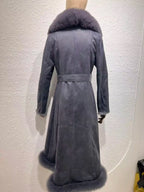 2023 Winter New Rabbit Fur Integrated Women's Coat Long  Genuine Leather Fur Fox Fur Collar Slim Fit Coat - Matrix Studios