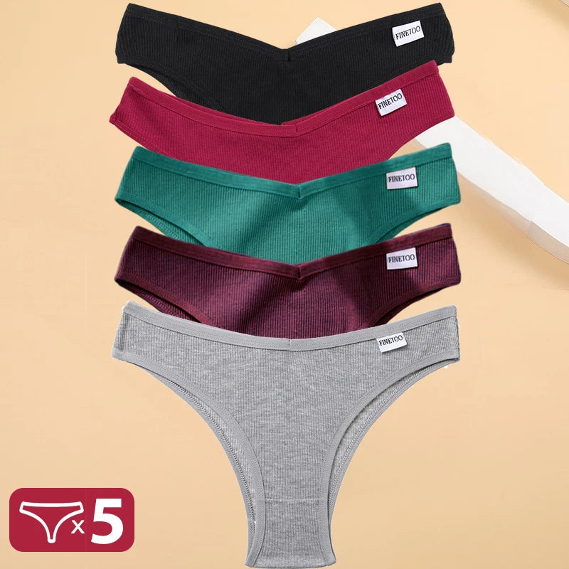 5PCS/Set Cotton Lingerie Panties Sexy Underwear Women Briefs Tangas Female Underpants Pantys Thong Panties Bikini Solid 13 Color - Matrix Studios