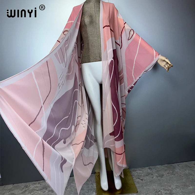 WINYI Africa Bohemia print Kimonos loose dresses for woman Cardigans beach outfits kaftan beach cover up evening dress maxi coat - Matrix Studios
