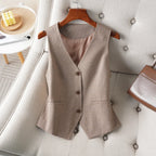 Checkered Short V-Neck Single Breasted Vest for Women in Spring and Autumn Fashionable and Slimming for the Workplace Interior a - Matrix Studios