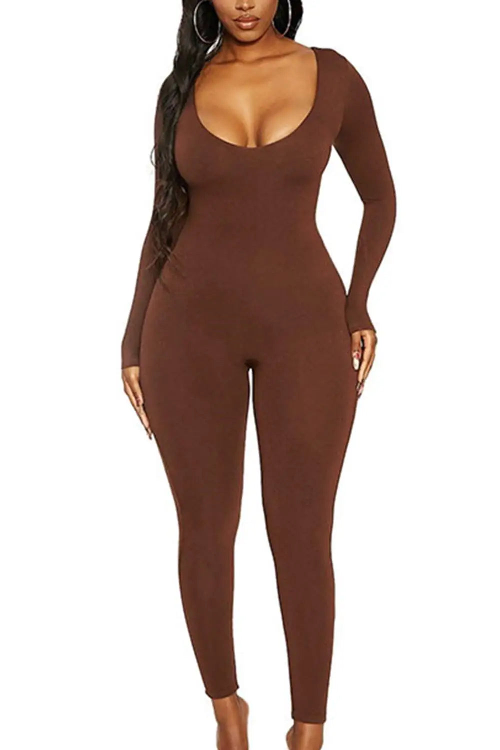 Spring and Summer New Women's Jumpsuit Long Sleeve Solid Color Skinny Jumpsuit Fashion Sports Fitness Jumpsuit Pullover - Matrix Studios