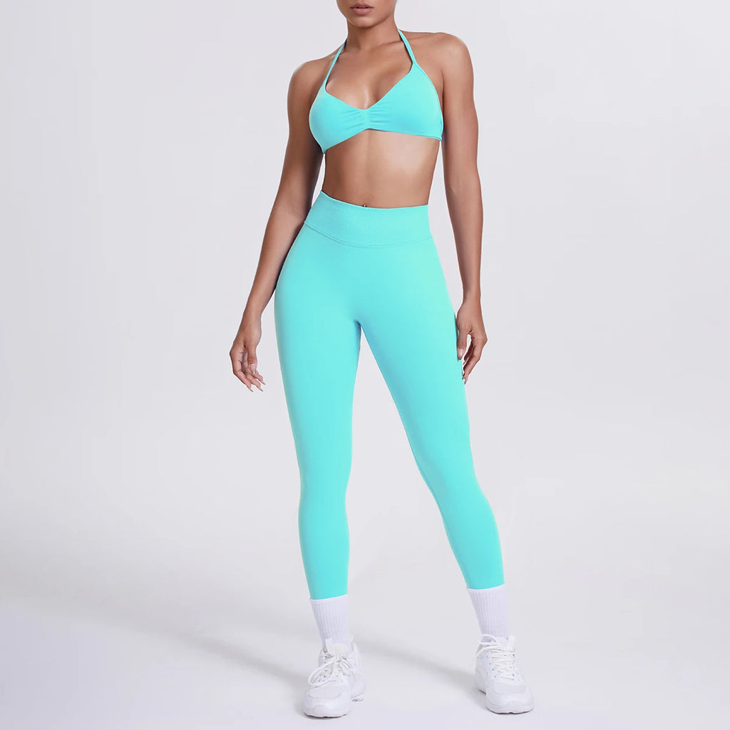 Women 2pcs Patchwork Sport Yoga Suit Training Sleeveless Sport Gym Tops Tummy Control Slimming Booty Leggings Yoga Suit Sports - Matrix-studios.com
