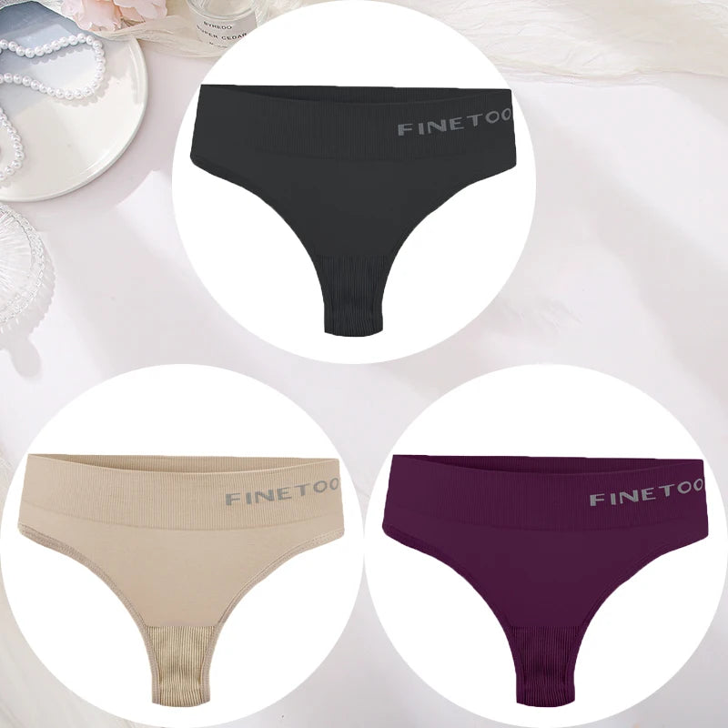 3PCS/Set Women's Panties Sexy Underwear FINETOO Large Size Thong Women Seamless Panties High Waist Girls Thongs M-2XL - Matrix Studios