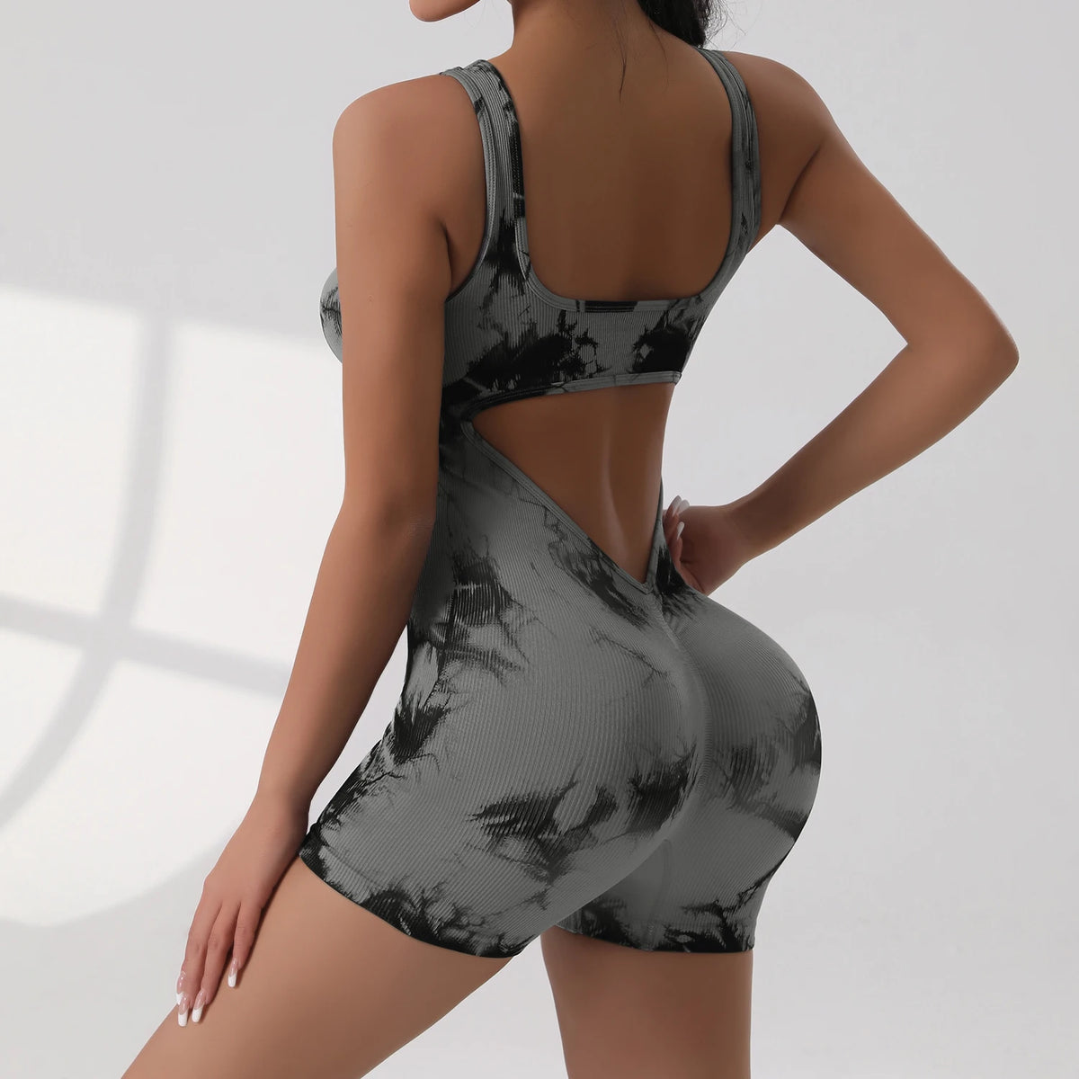 Women Short Sports Jumpsuit Sleeveless Sexy Backless Yoga Clothes Workout Cycling One-piece Suit Outdoor Recreation Bodysuits - Matrix Studios