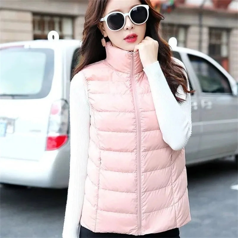 2026 White Duck Down Jacket Women Vest Autumn Winter Sleeveless Waistcoat Warm Lightweight Puffer Jacket Female Tops Outwear 8XL - Matrix Studios