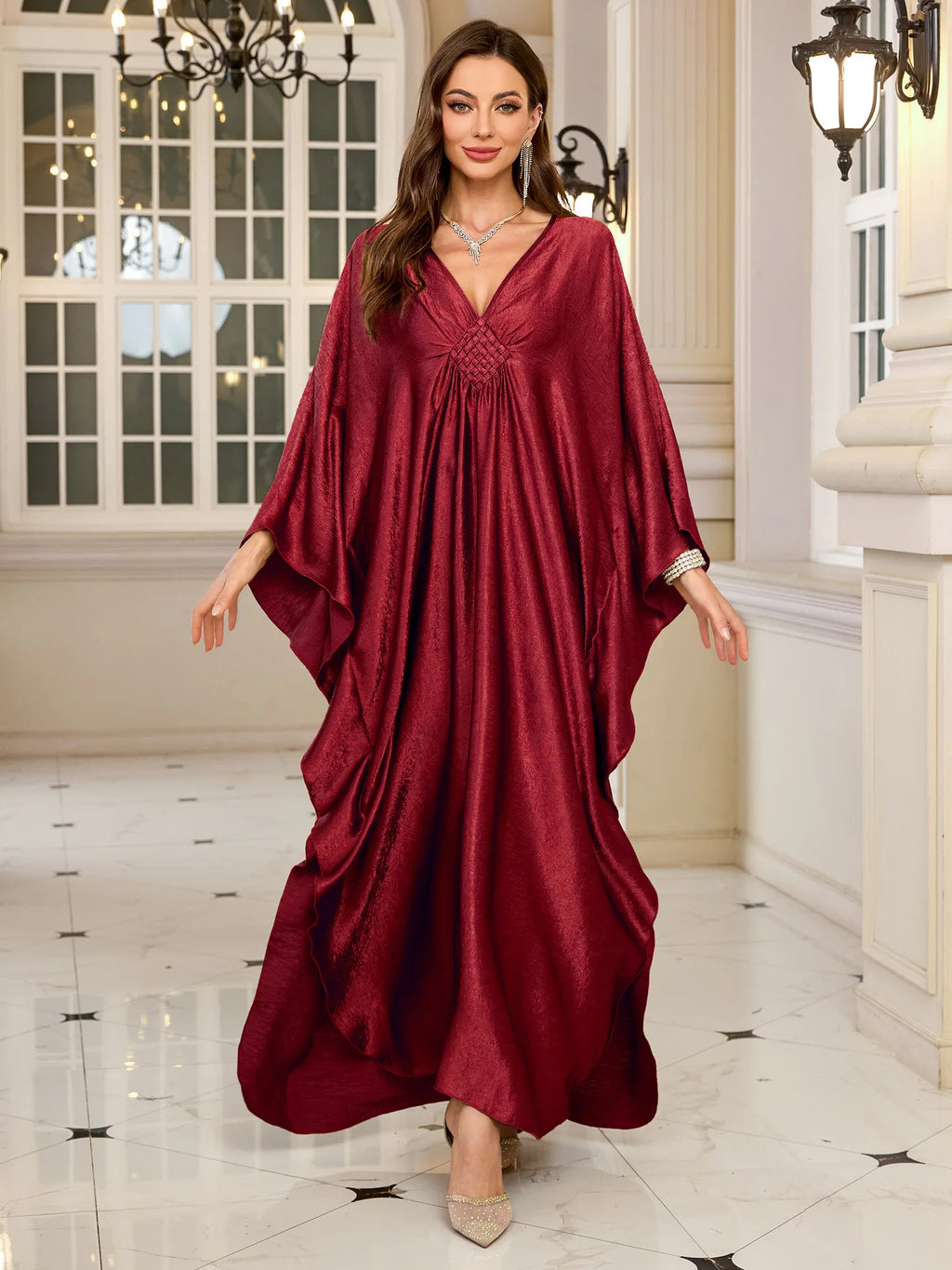 Plus Size Kaftan Dresses for Women Sparkly Glitter Batwing Sleeve Kaftan Cover Up Beach Maxi Dress Loungewear - Matrix Studios