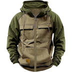 Autumn Winter Hoodies Men Zipper Patchwork Warm Fleece Sweatshirts Multi Pockets Male Fashion Hooded Jacket Thick Outdoor Hoodie - Matrix Studios