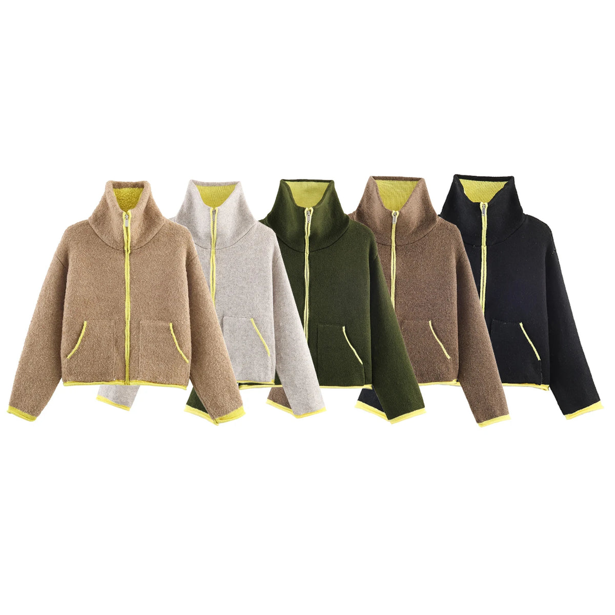 2025 Winter New Product Women's Lazy Style Loose Contrasting Color Decorative Layer Knitted Pilot Jacket Coat - Matrix-studios.com