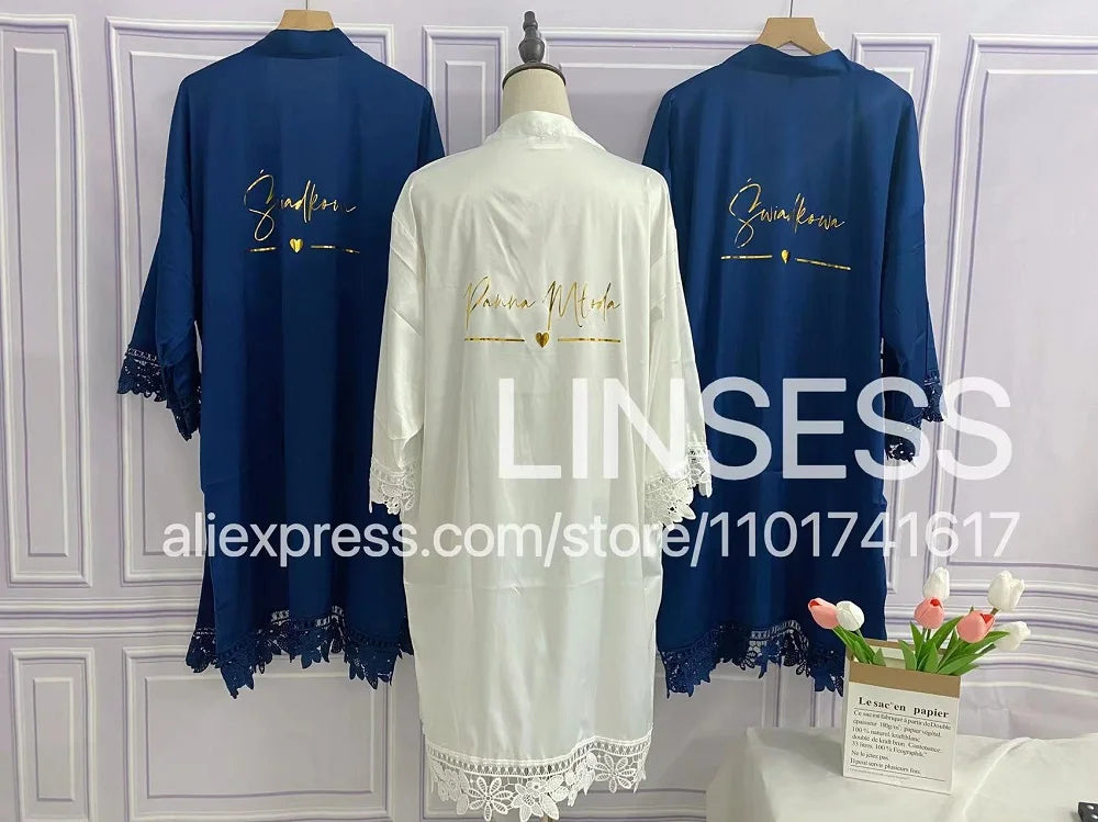 Bridesmaid Lace Robes Bridal Party Wedding Dressing Gown Kimono For Women Peignoirs Peignoir Champagne Bathrobes Novia Gown 2022 - Matrix-studios.com