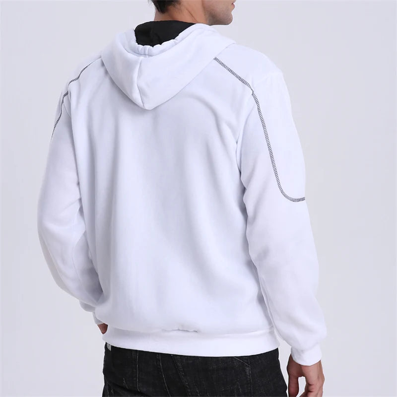 Men's Long Sleeve Zip Up Hoodie Casual Athletic Sweatshirt Hooded Jacket with Pockets Spring Fall Warm Fleece Lined Coat Outwear - Matrix Studios