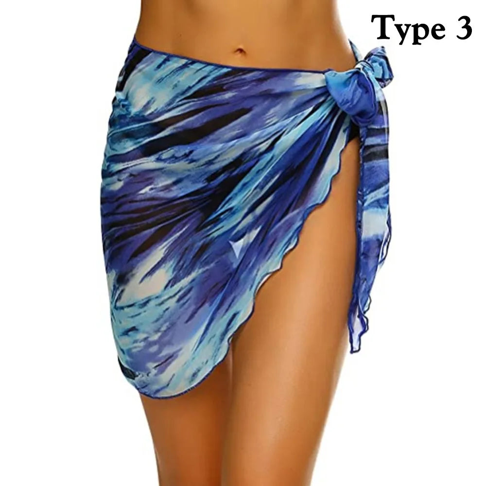 Chiffon Womens Sarongs Wrap Skirt Coverups Wrap Sheer Beach Short Cover Scarf Cover Short Sarongs Swimwear Cover-Up Dress - Matrix Studios