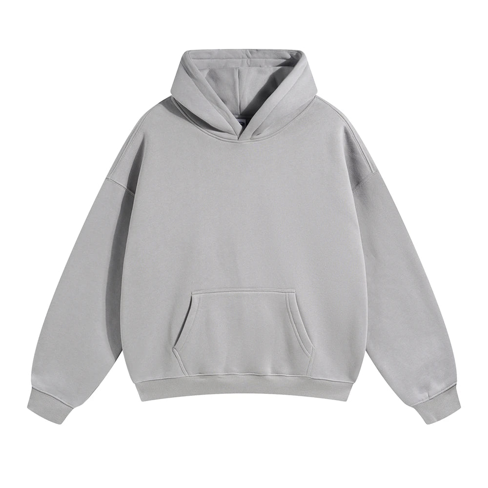 ZODF New Thick 350gsm Fleece Hooded Hoodies For Men Unisex Winter Oversized Loose Basic Solid Sweatshirts Pullovers Coats HY0631 - Matrix Studios