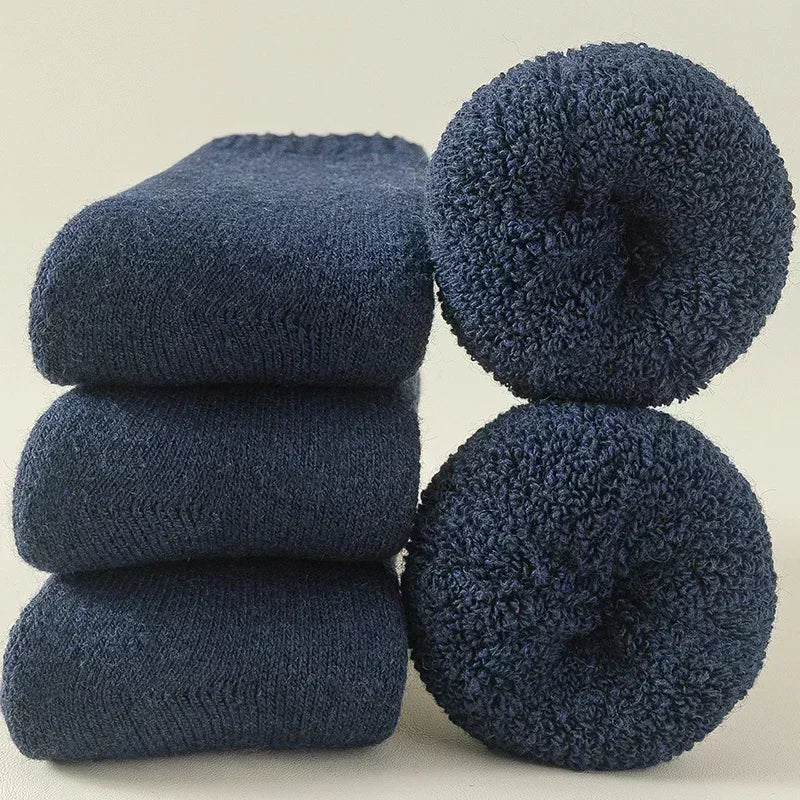 3 Pairs Men Women Wool Socks Couples Solid Winter Snow Chrismas Gift Thermal Cashmere Marino Thickened Fleece Terry Loop socks - Matrix Studios