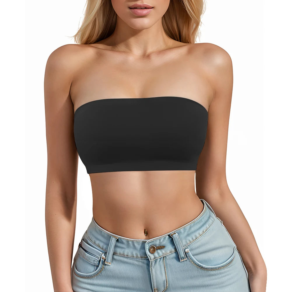 Sexy Seamless Strapless Tube Top Bra Women's Half Cup Ultra Thin Silicone Non-slip Underwear Off-the-shoulder  Dress Lingerie - Matrix Studios