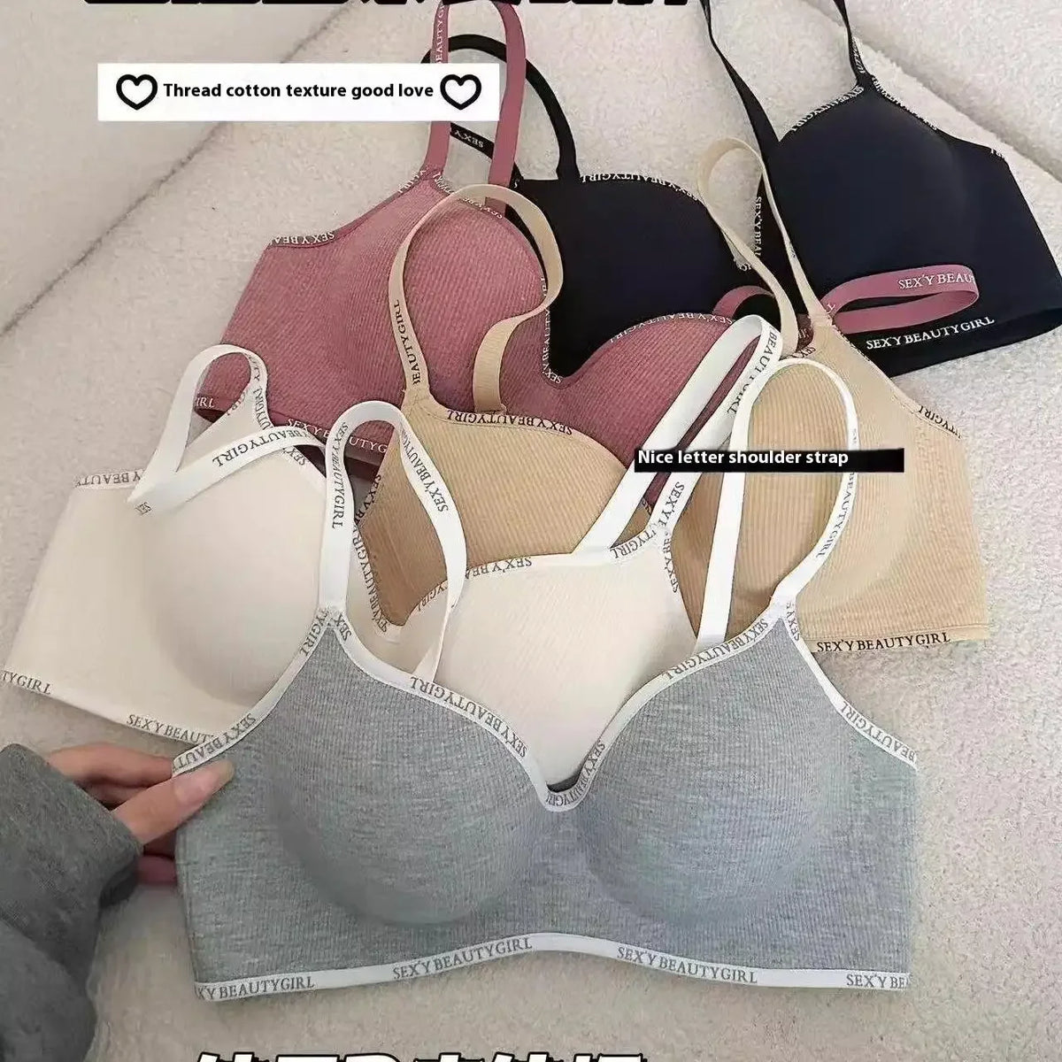 Wireless Push Up Bra for Small Chest - Seamless Anti-Sagging Invisible Bralette, Enhance Lift Comfort No Trace (Letter Design) - Matrix Studios