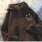 Men's Smiling Face Funny Fashion Couple Hooded Sweater American Heavyweight Loose Thickened Cashmere Boys' Hoodie Pullover Top - Matrix Studios