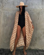 Women Plus Size Long Cover up Bikini Coverups Kimono Tie Front Bathing Suit Swimsuit Beachwear - Matrix Studios