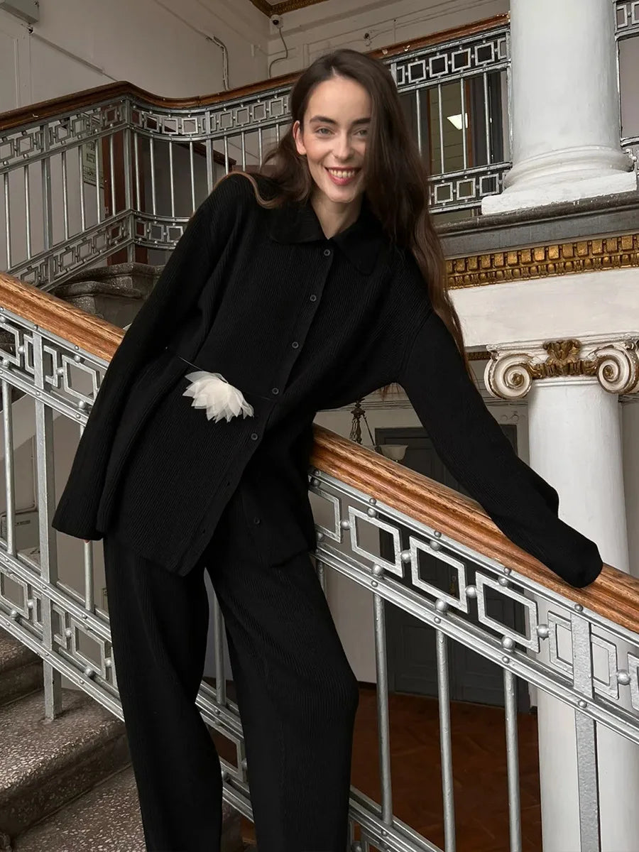 Bornladies Autumn Winter New Knit Cardigan Pants Set Loose Two Piece Casual Sweater Suit Women Thick Warm Soft Knitted Outfit - Matrix-studios.com