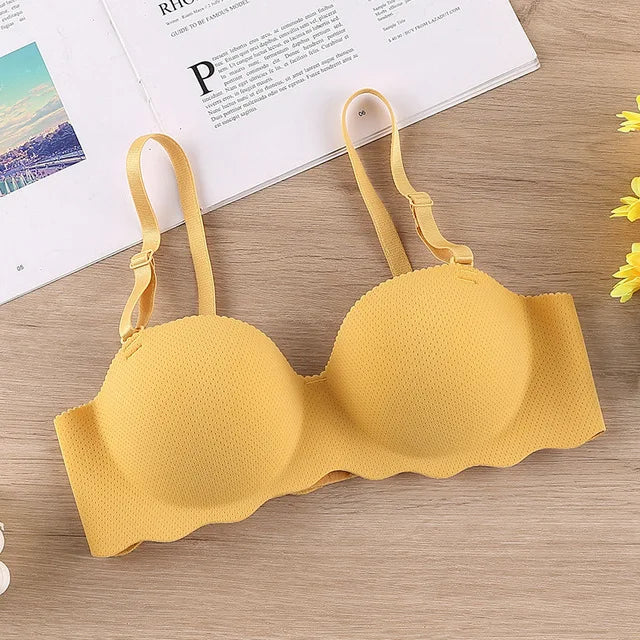 Thin One-piece Seamless Women's Bra Detachable Shoulder Straps Gathered Bralette Comfortable Without Steel Ring Sleep Brassiere - Matrix Studios
