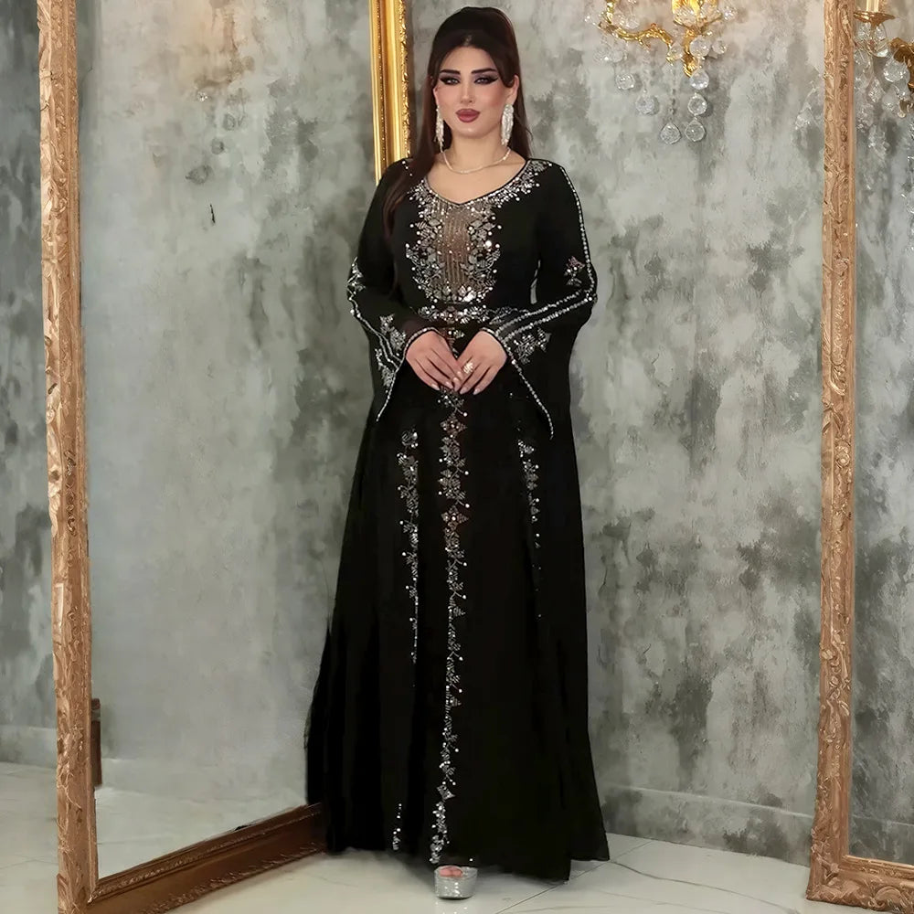 2025 Abayas For Women Dubai Luxury African Muslim Fashion Dress Caftan Marocain Evening Party Dresses Boubou Robe Djellaba Femme - Matrix-studios.com