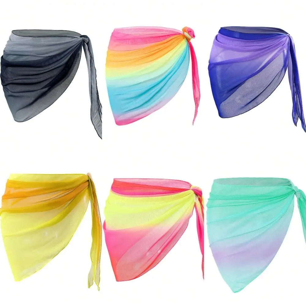 Chiffon Material Beach Dress UPF Protection Short Length Sarongs Gradient Color Breathable Quick-Dry Swimsuit Coverups - Matrix Studios