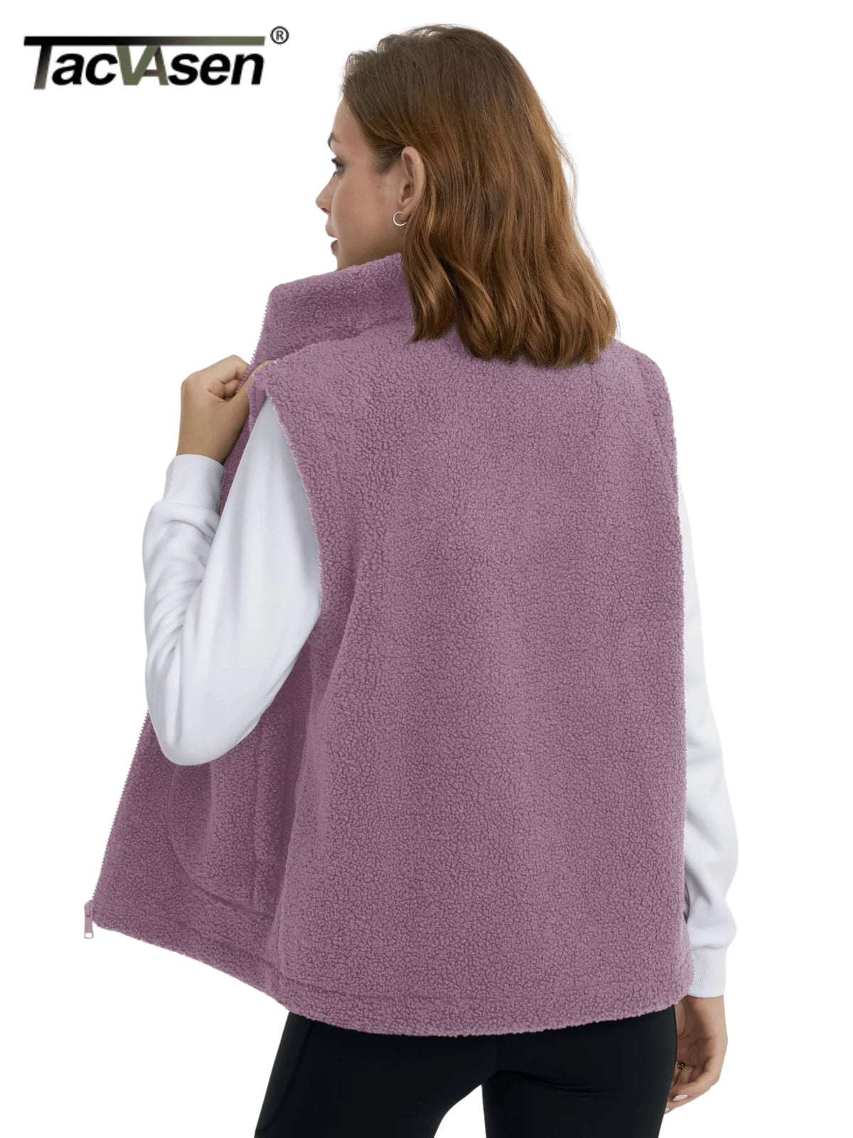 TACVASEN Polar Fleece Vests Women Fall Winter Lightweight Stand Collar Waistcoats Warm Soft 4 Pockets Sleeveless Outwear Jackets - Matrix Studios