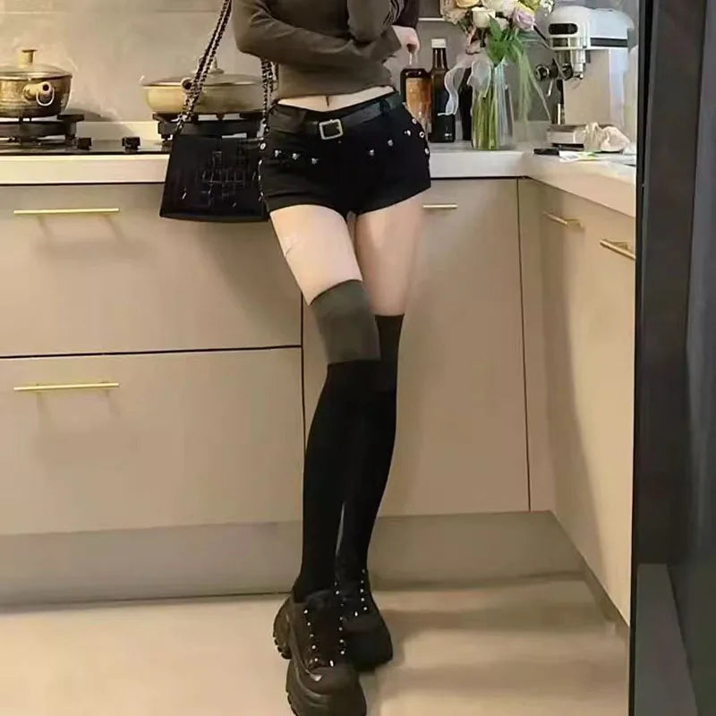 Black Sexy Low Waist Y2K Jean Shorts Woman Punk Gothic Popular Denim Super Shorts Female Korean Fashion Slin Fit Hot Short Pants - Matrix-studios.com