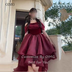 OIMG Elegant Burgundy Off The Shoulder Asymmetry Prom Gowns Backless Gala-ready Party Gown Floor Length Evening Dress Customized - Matrix-studios.com