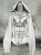Korean Fashion Simple Gray Double Sided Oversized Zipper Hoodie Women Y2K New Harajuku Gothic Casual Joker Couple Sweatshirt - Matrix Studios