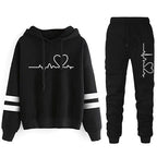 Womens Tracksuit Casual Stripe Versatile Sweatshirt Black Sweatpants Loose Print High Quality Outfits Single Piece Hoodies Pants - Matrix-studios.com