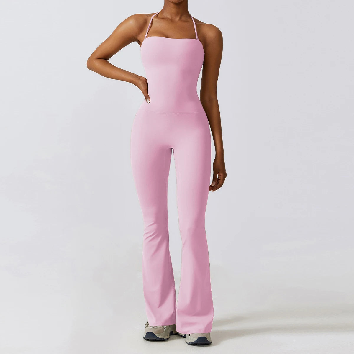New Summer Women Sleeveless Yoga Jumpsuit Female Gym Flared Overalls Neck-hanging Backless Sportswear Sport Outfit For Woman - Matrix-studios.com