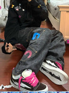 Women's Baggy Cargo Jeans Abi Y2k Japanese Streetwear Hip-pop Goblin Core Cyber Punk Denim Pants Grunge Designer Harajuku Cowboy - Matrix-studios.com