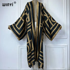 WINYI 2026 Kimono Women Printed Bubble Hem Coat Long Sleeve Cardigan Abaya Dubai Luxury Beachwear Cover Up Boho Dress Caftan - Matrix-studios.com