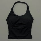HISTELLO Sports Halter Top Seamless Longline Strappy Gym Tank Top Women Yoga Clothing Workout Fitness Sportswear Pilates Vest - Matrix-studios.com