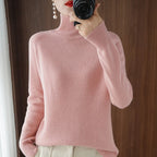 Autumn Winter Mock-Neck Merino Wool Pullover Basic Casual Cashmere Sweater Comfort Womes Raglan Sleeve Clothing Tops - Matrix Studios