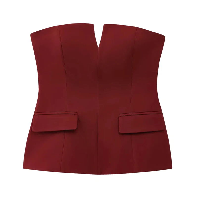 HXAO Tops For Women Strapless Off White Crop Top Woman Summer Corset Tube Tops Sexys Backless Tank Top Sleeveless Solid Tops - Matrix-studios.com