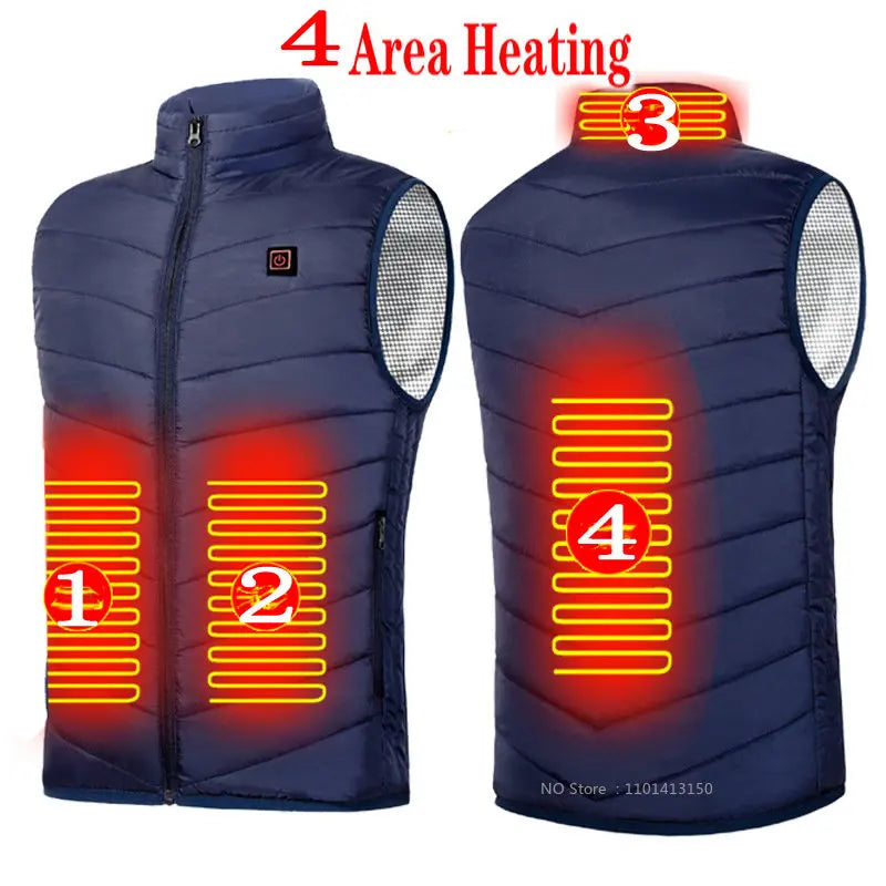 13 PCS Heated vest Jacket Fashion Men Women Coat Intelligent USB Electric Heating Thermal Warm Clothes Winter Heated Vest 열선조끼 - Matrix Studios