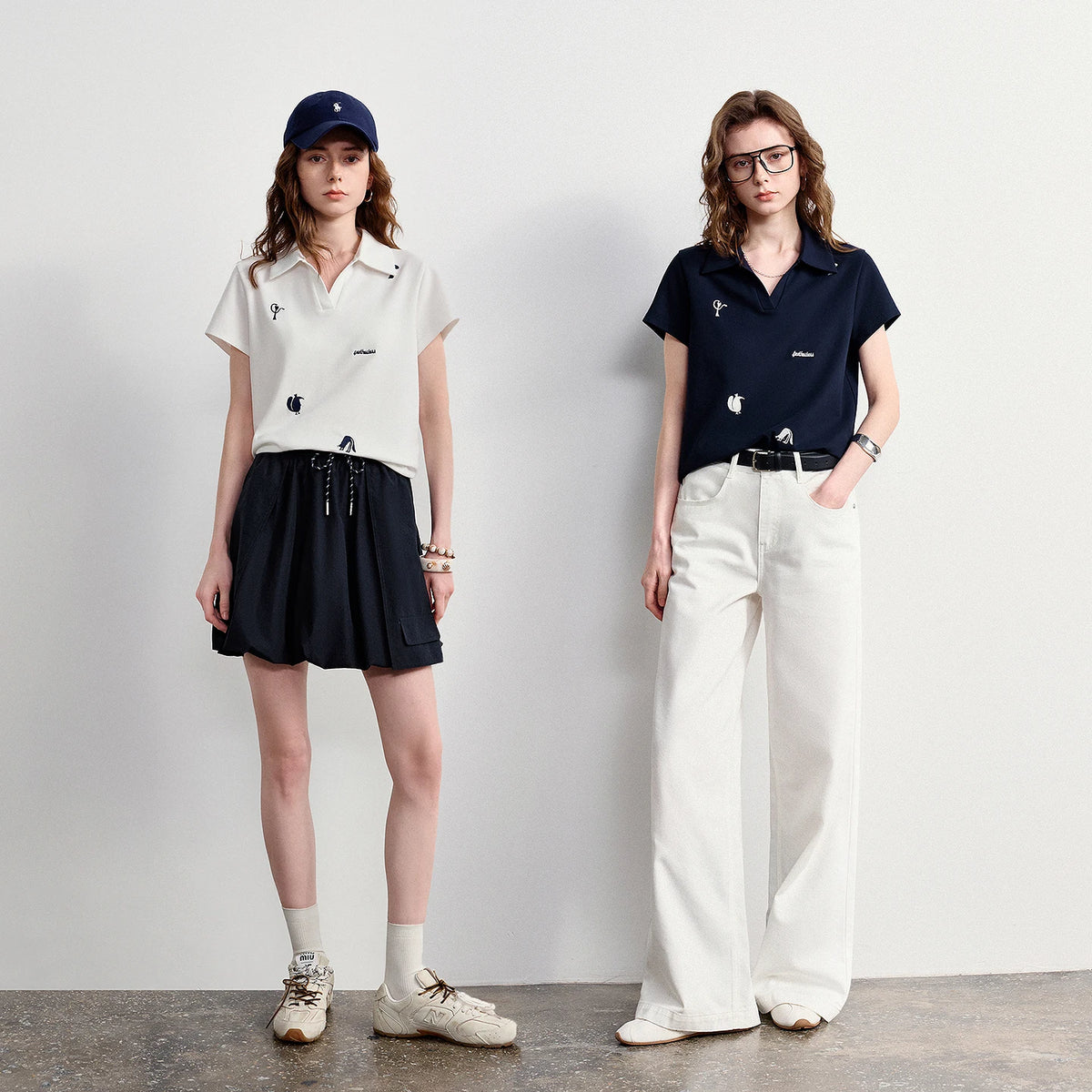 TOYOUTH Women Polo T-Shirt 2026 Summer Joint Name with Gongchangzhang Embroidered V-Neck Age-Reducing Trendy Tops - Matrix-studios.com