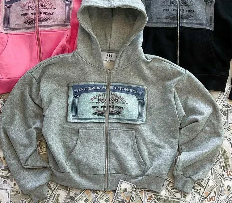 Autumn Y2K retro hoodies for men and women with printed personalized patterns Y2K style street hooded cardigan long sleeves - Matrix Studios