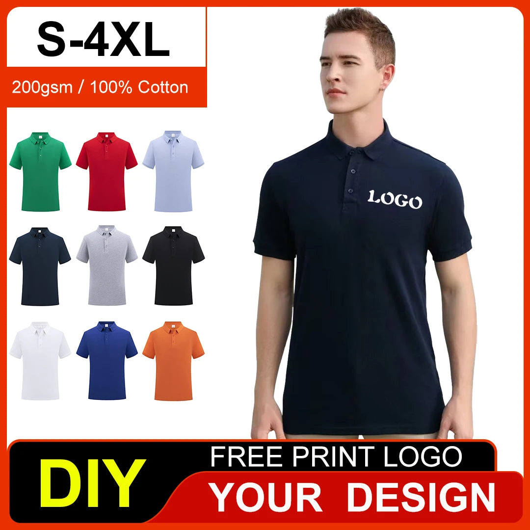 100% Cotton Classic Uniform Work Men And Women Golf Polo Shirts Custom Print Design Brand Text Tops Button Down Lapel Shirt - Matrix-studios.com