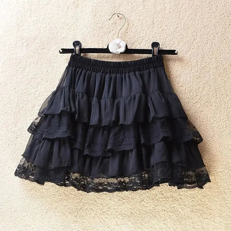 Gothic Lace Tutu Skirt Elastic Sexy Lace Mini Tulle Skirts Party Club Dancer Wear Black Bottoms High Street Y2k Women Clothing - Matrix-studios.com