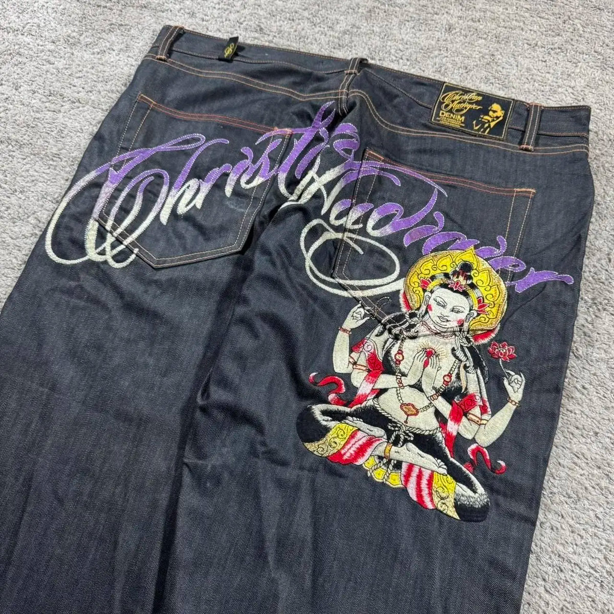 Baggy Wide Leg Y2K 2000s Loose Jeans Embroidered Buddha Casual Denim Pants Harajuku High Waist Straight Jeans Y2k Women Clothing - Matrix-studios.com