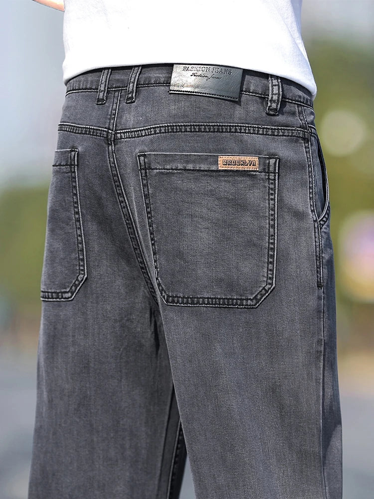 Loose Wide-leg Men's Thin Jeans Lyocell Soft Drape Fabric Comfort Trousers Spring Summer Fashion Brand Washing Denim Pants - Matrix Studios