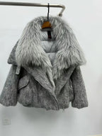 CXFS 2026 New Winter Fashion Wool Coat Splicing Down Jacket Lining With Oversized Fox Fur Collar Thick Warm Women's Coat - Matrix Studios