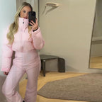 Cotton Ski Women's Winter Jumpsuit Sets Zipper Loose Jacket Straight Pants Suits Skiwear Snow Commute Street Outdoors Romper - Matrix Studios