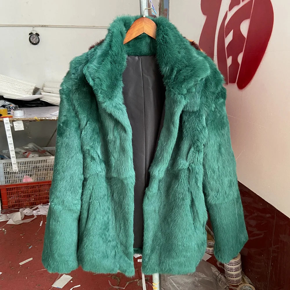Fancy Rani Real Fur Coat Women Natural Rabbit Winter Jacket Leather And Fur Women's Long Clothing Female Outerwears With 2025 - Matrix Studios