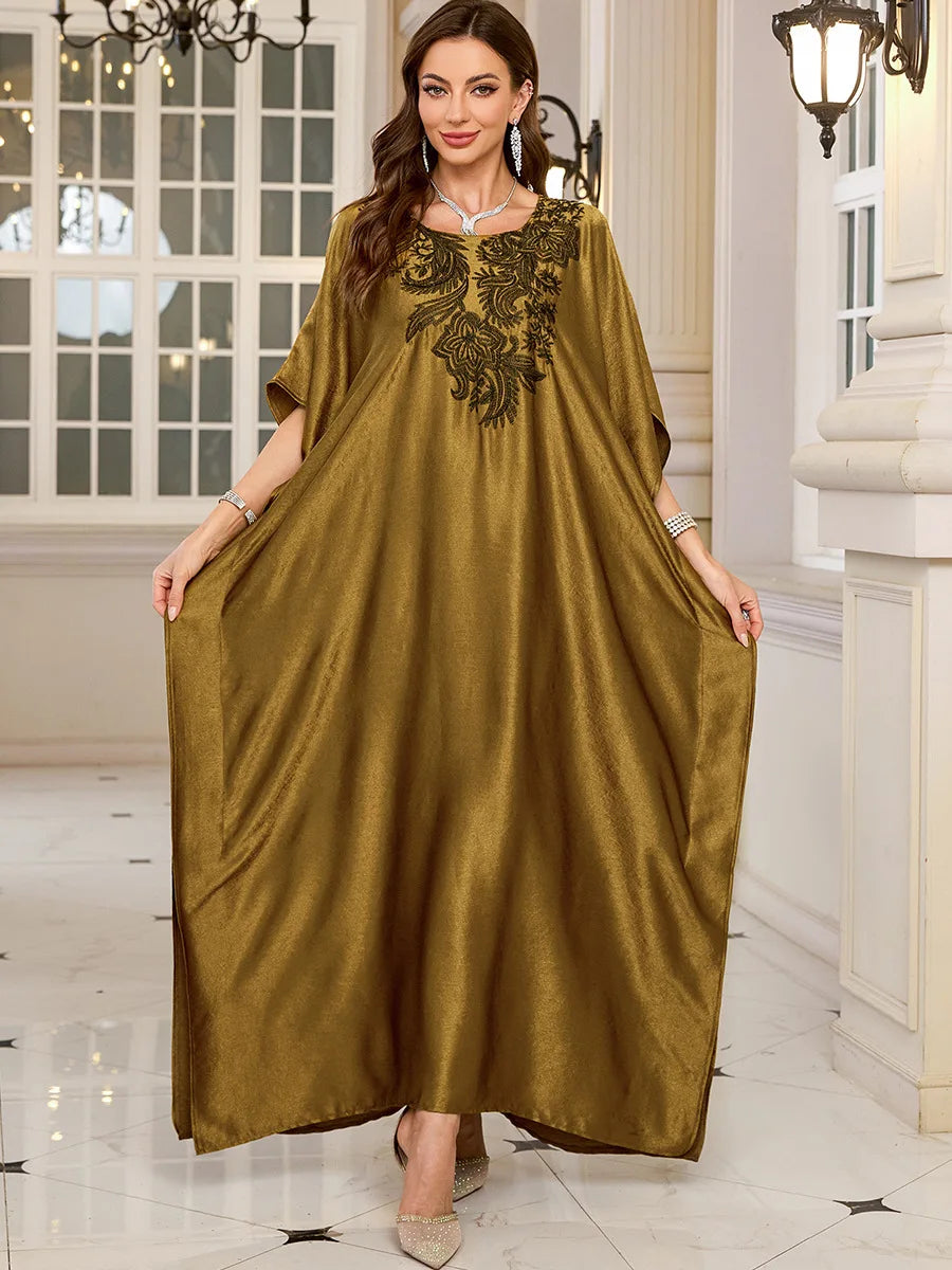 Women Embroidered Long Caftans Plus Size Kaftan Dresses Beach Bathing Suit Cover Up Moomoo Dress Moroccan Robe - Matrix Studios