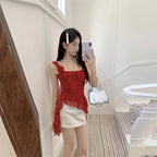 Fashion suspenders Sleeveless Tank Top Sexy Ruffles Backless Irregular  Tops Summer Casual Streetwear Women Camis - Matrix-studios.com