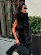 Faux Fur Sleeveless Women Waistcoat Furry High Collar Loose Lady Tank 2025 Autumn Winter All Match Solid Soft Warm Female Vest - Matrix Studios