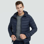 Men Hiking Down Cotton Jacket Hooded Lightweight Parkas Zip Pocket Fashion Outerwear Casual Padded Jacket and Coat Men Winter - Matrix Studios